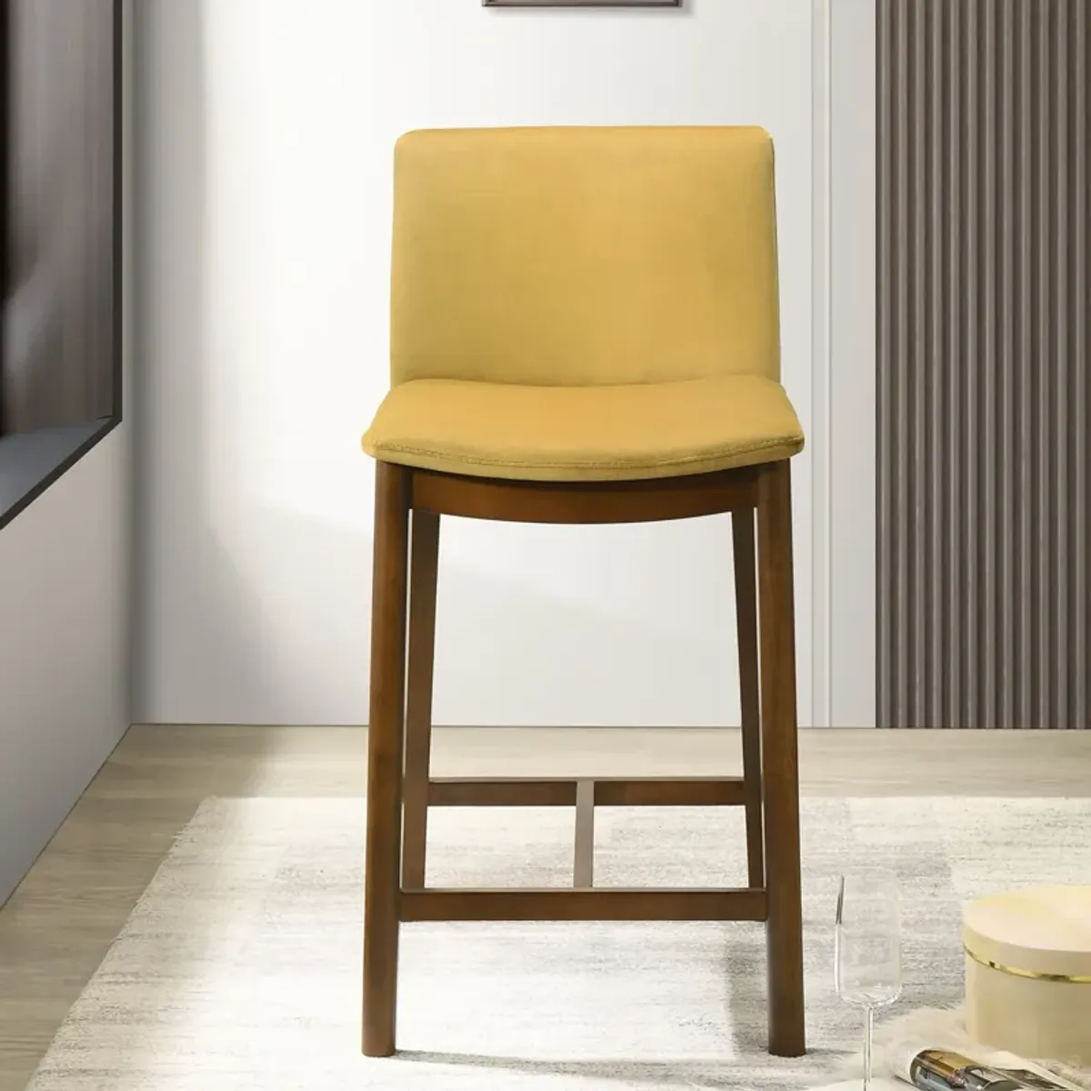 Sheldon Dark Yellow Velvet Counter Chair