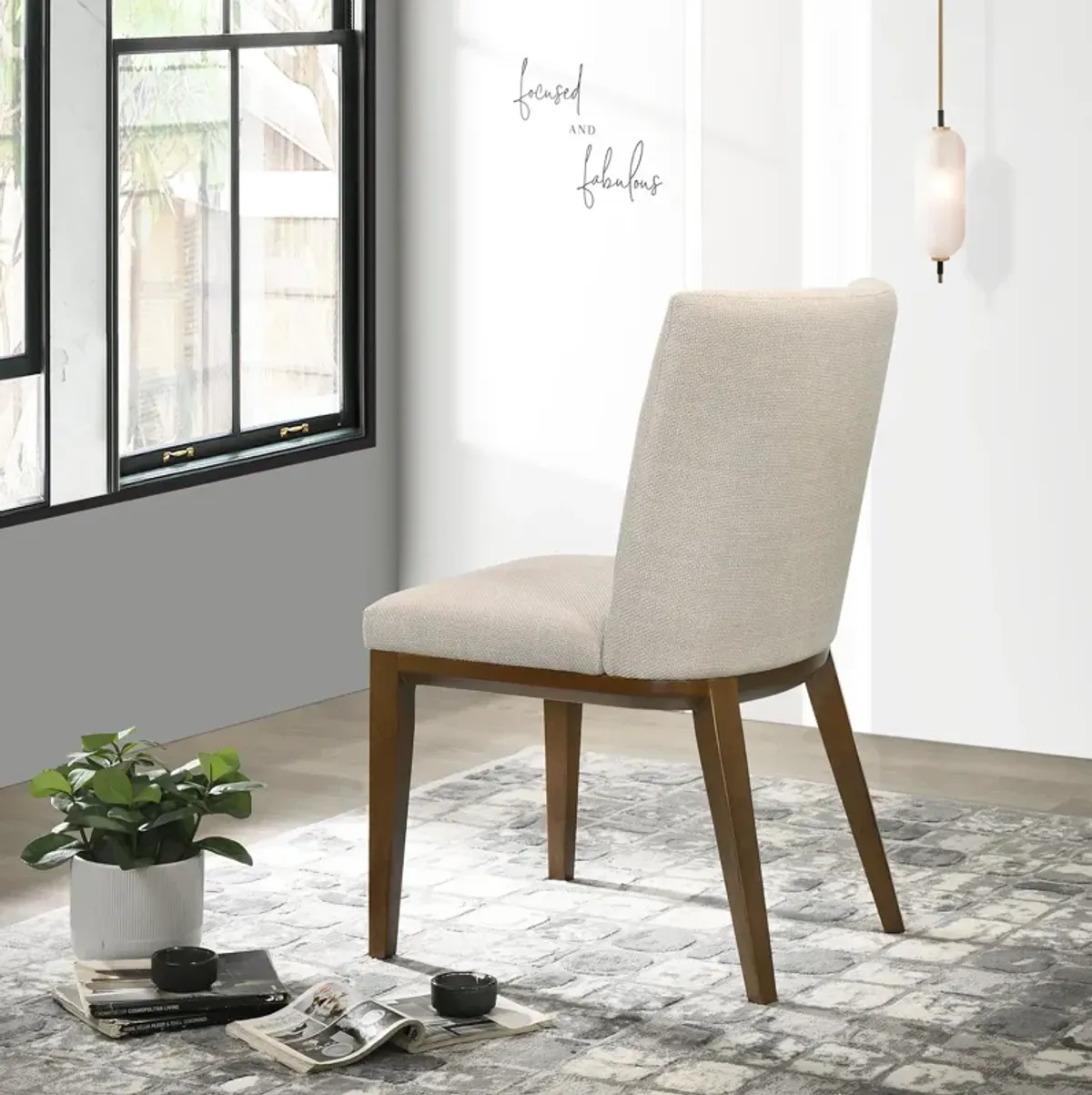 Elm Beige Fabric Dining Chair Set of 2