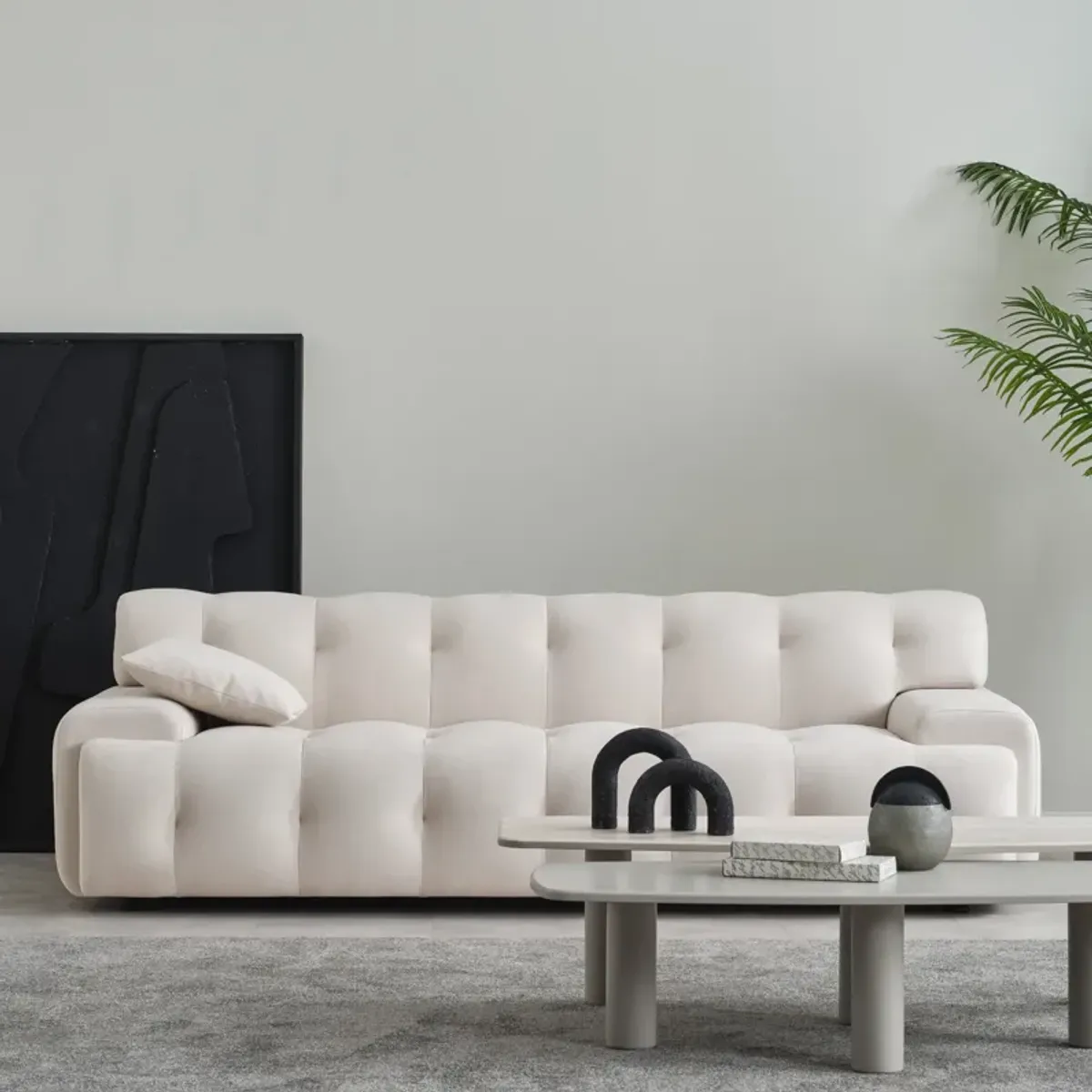 Brigitte Cream Velvet Sofa