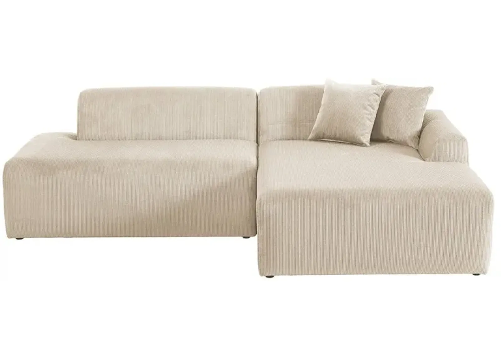 Dexter Cream Corduroy Sectional Right Facing Chaise