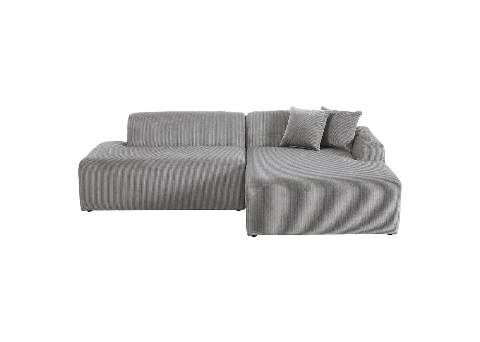 Dexter Light Grey Corduroy Sectional Right Facing Chaise