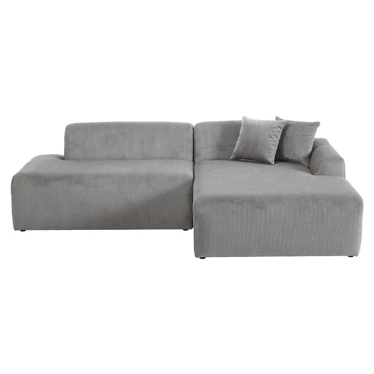 Dexter Light Grey Corduroy Sectional Right Facing Chaise