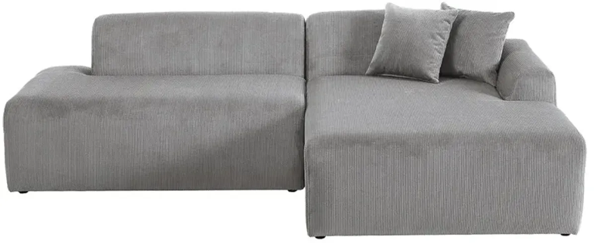 Dexter Light Grey Corduroy Sectional Right Facing Chaise