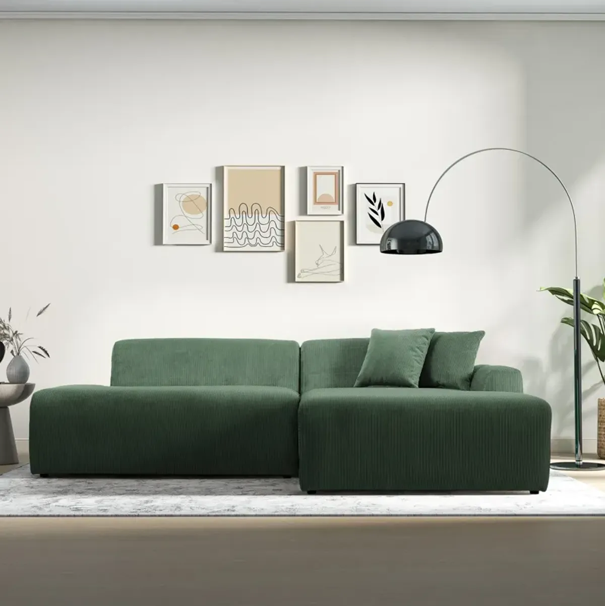Dexter Green Corduroy Sectional Right Facing Chaise
