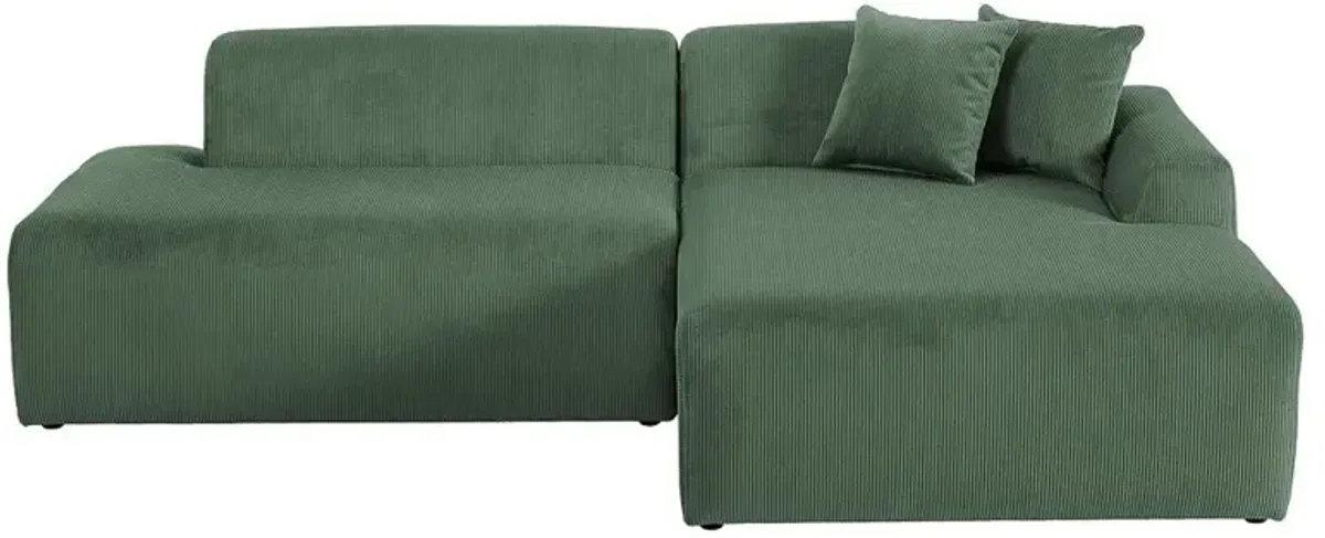 Dexter Green Corduroy Sectional Right Facing Chaise