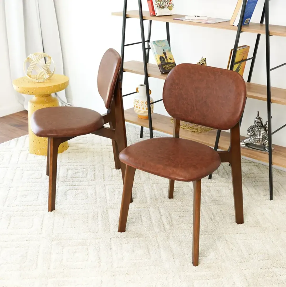 Kinsey Brown Leather Dining Chair Set of 2