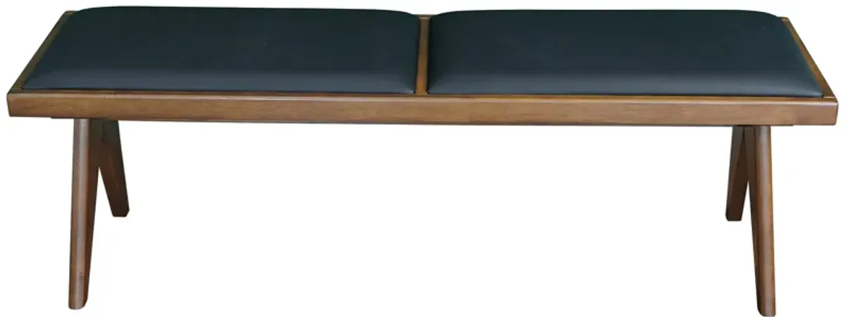 Kora Black Leather Bench