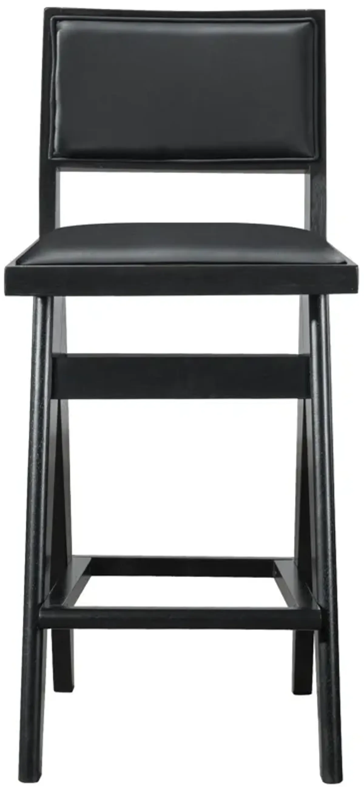 Kora Black Leather Bar Stool  Set of 2