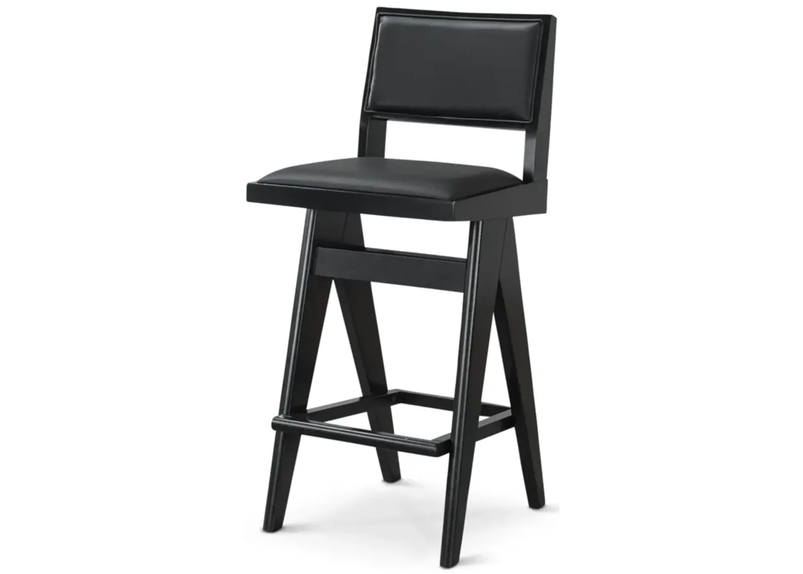 Kora Black Leather Bar Stool  Set of 2