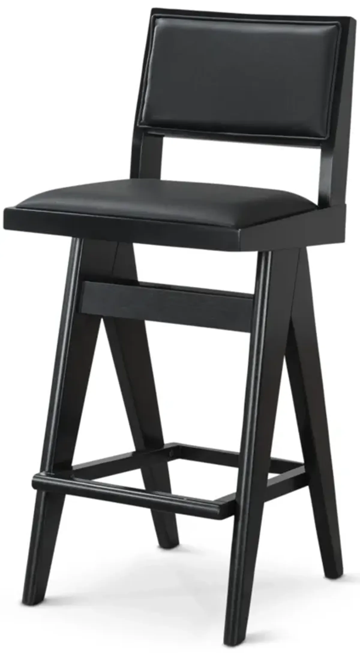 Kora Black Leather Bar Stool  Set of 2