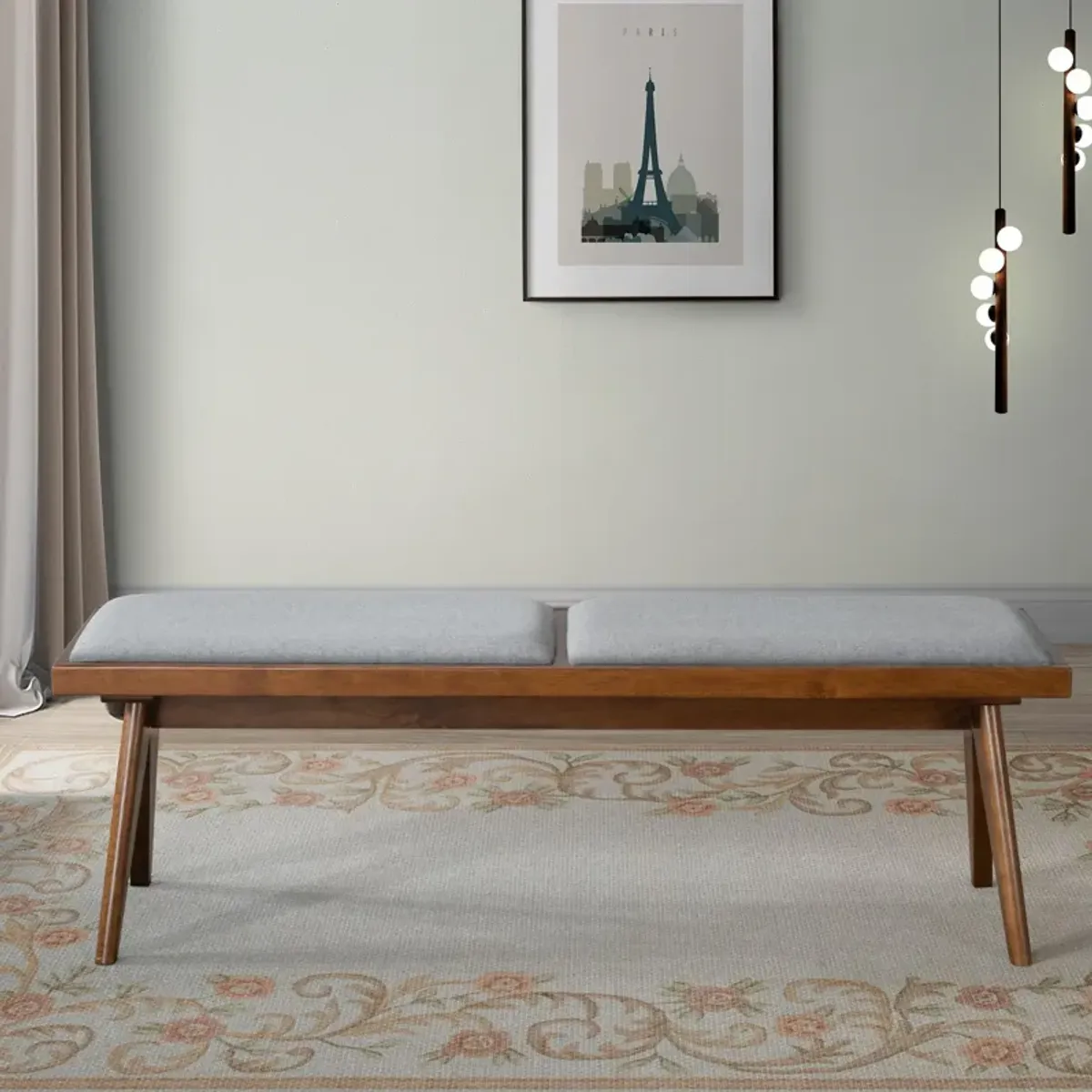 Kora Grey Fabric Bench