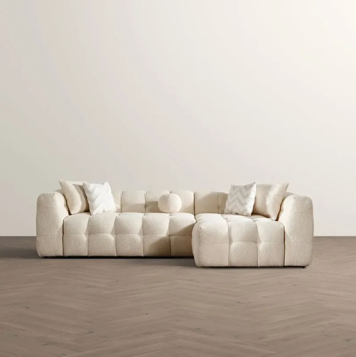 Aris Ivory Boucle Right Sectional Sofa