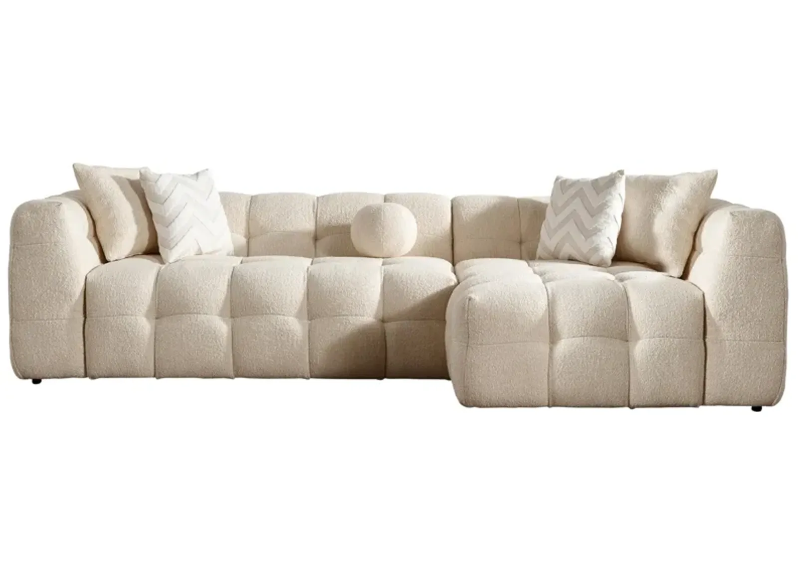 Aris Ivory Boucle Right Sectional Sofa