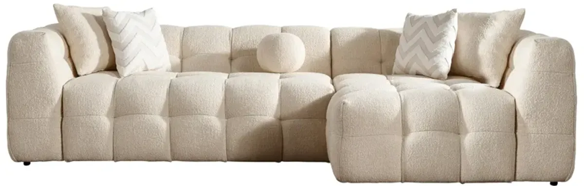 Aris Ivory Boucle Right Sectional Sofa