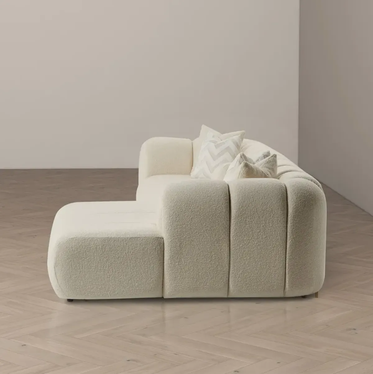 Bella Ivory Boucle Right Sectional Sofa