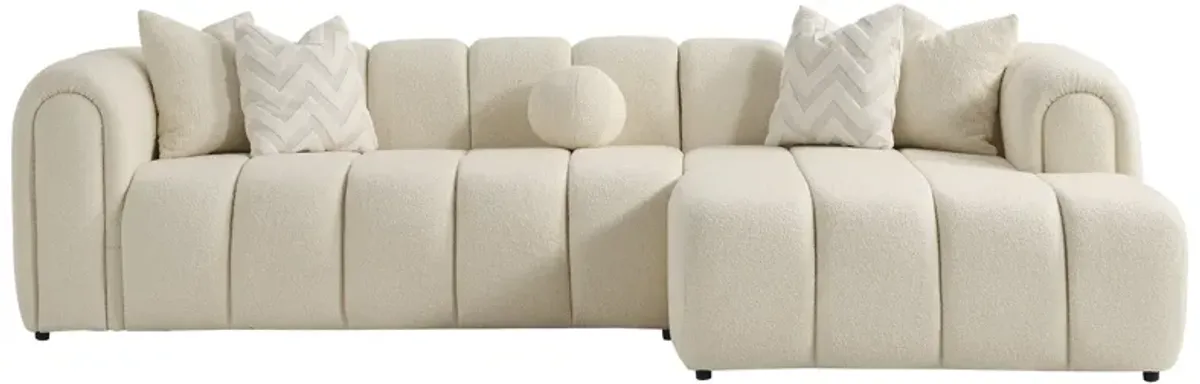 Bella Ivory Boucle Right Sectional Sofa