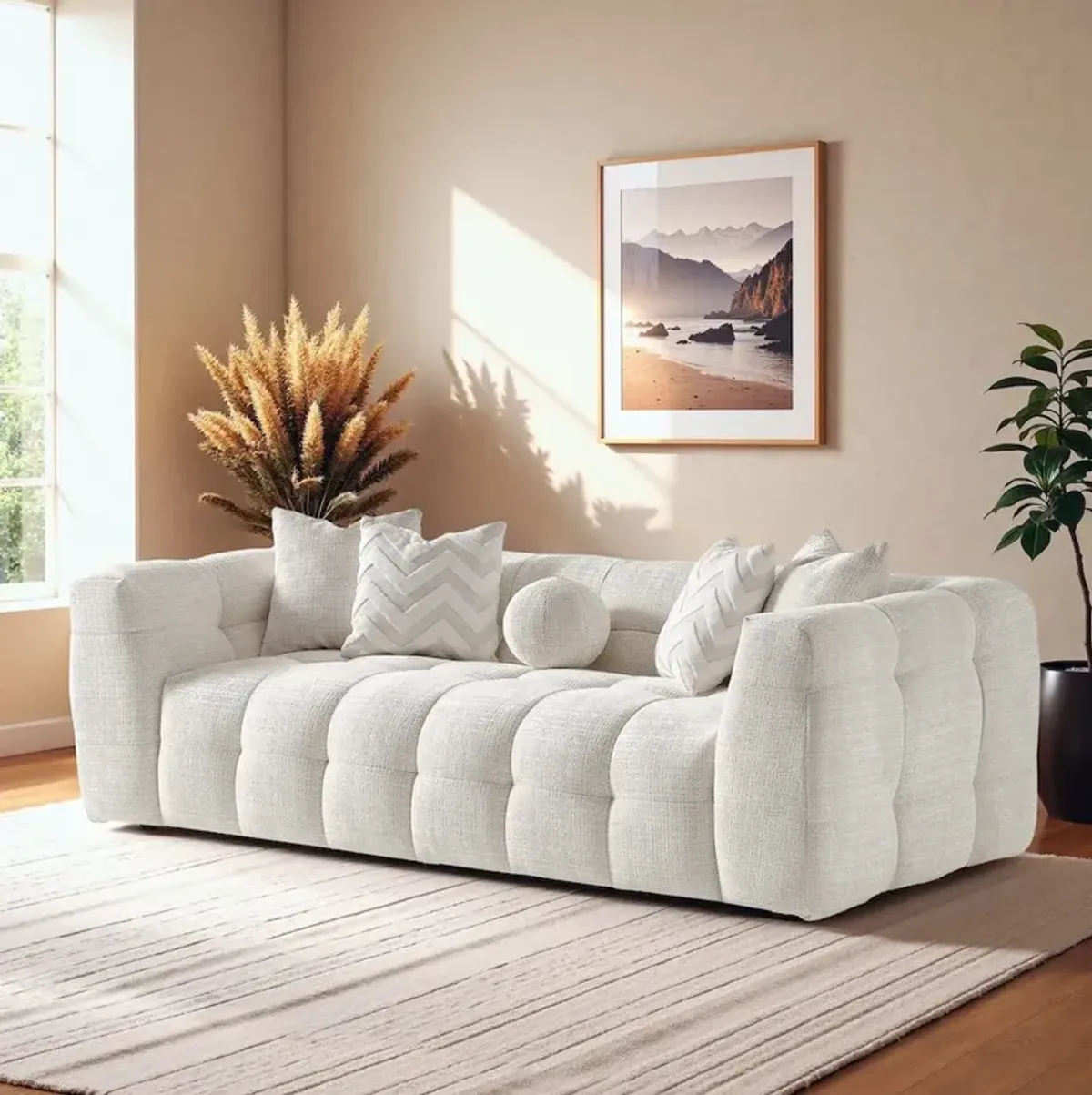 Aris Ivory Chenille Sofa
