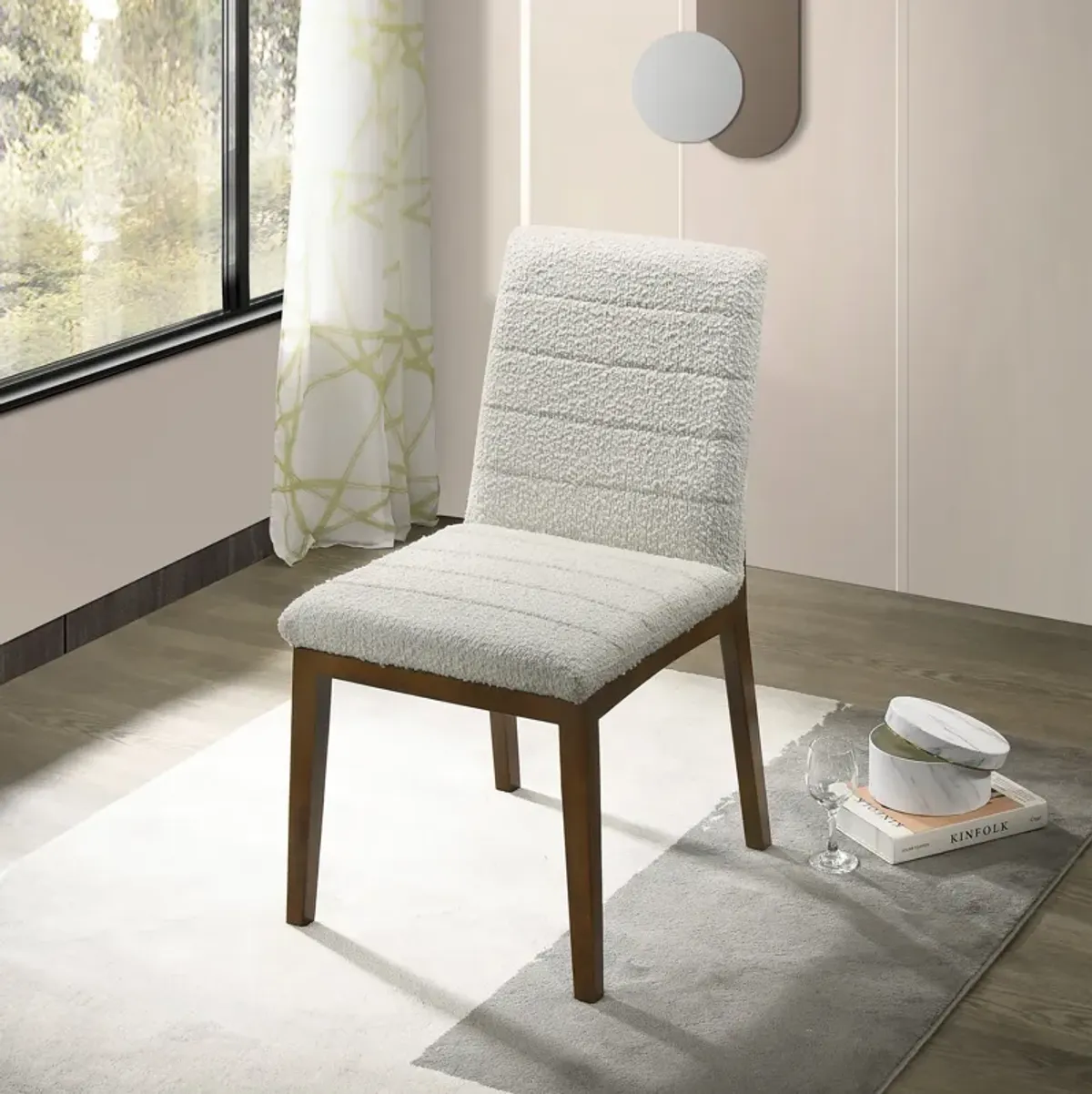 Isley White Boucle Dining Chair Set of 2