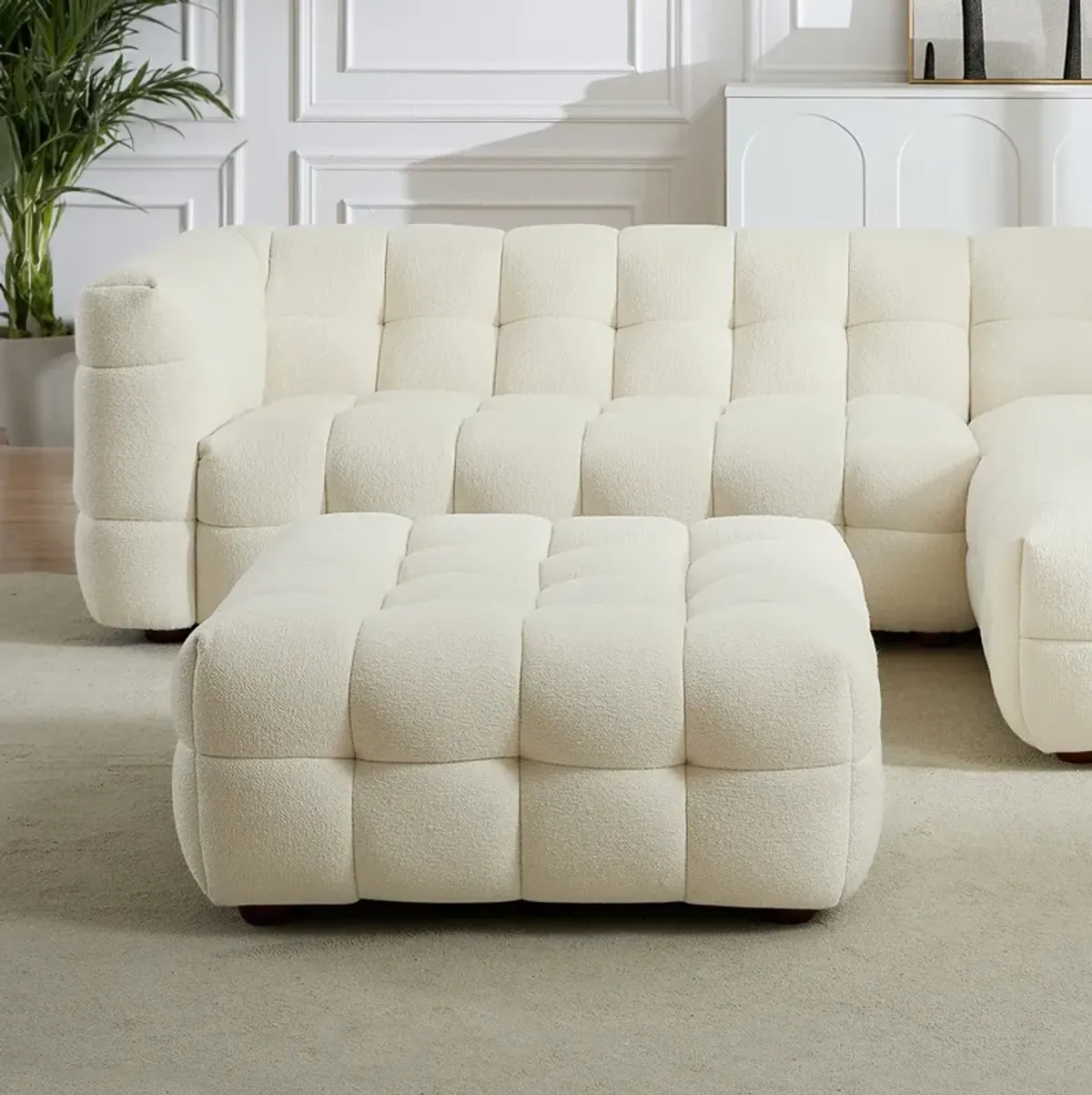 Mirage Cream Boucle Ottoman