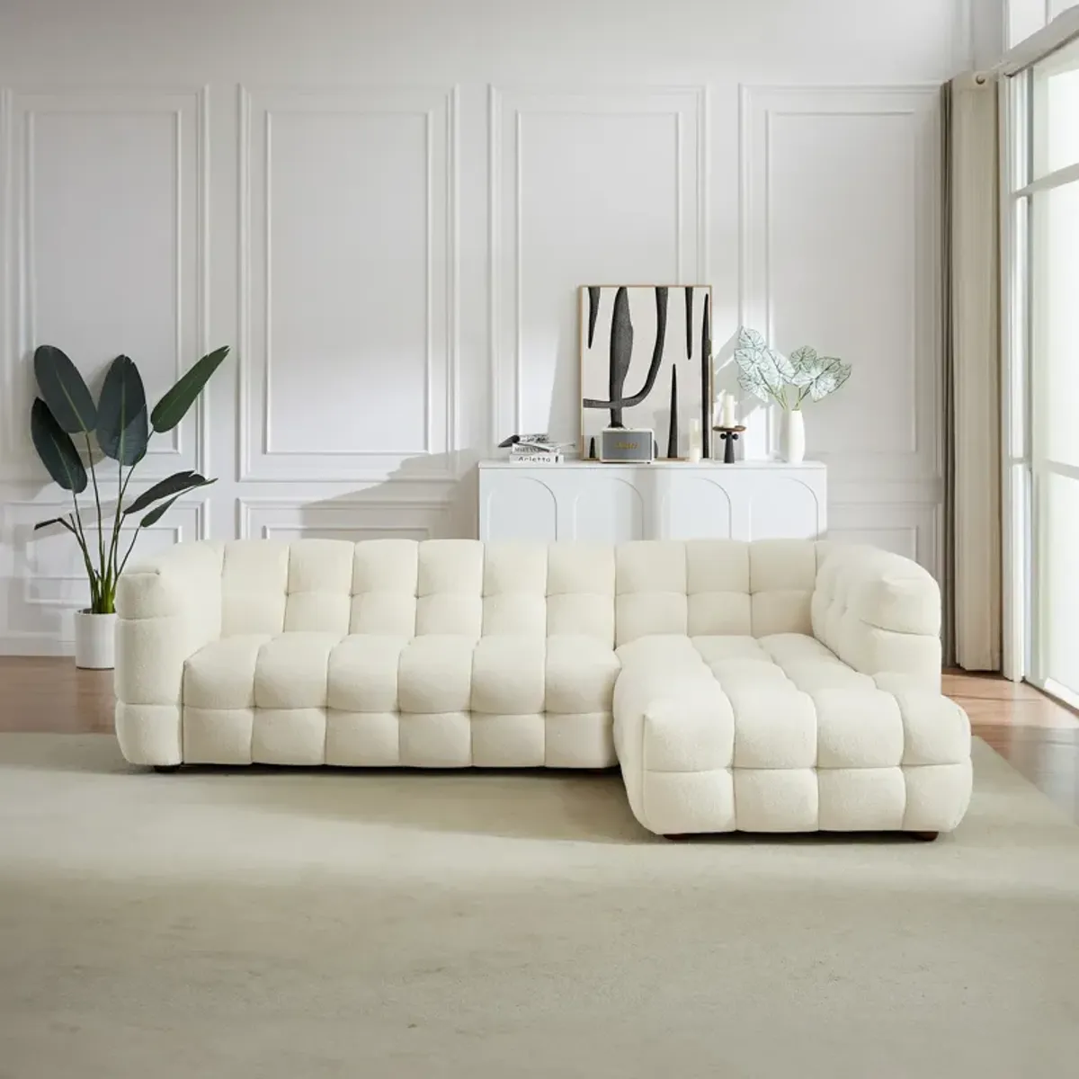 Mirage Sectional Right Cream Boucle Sofa