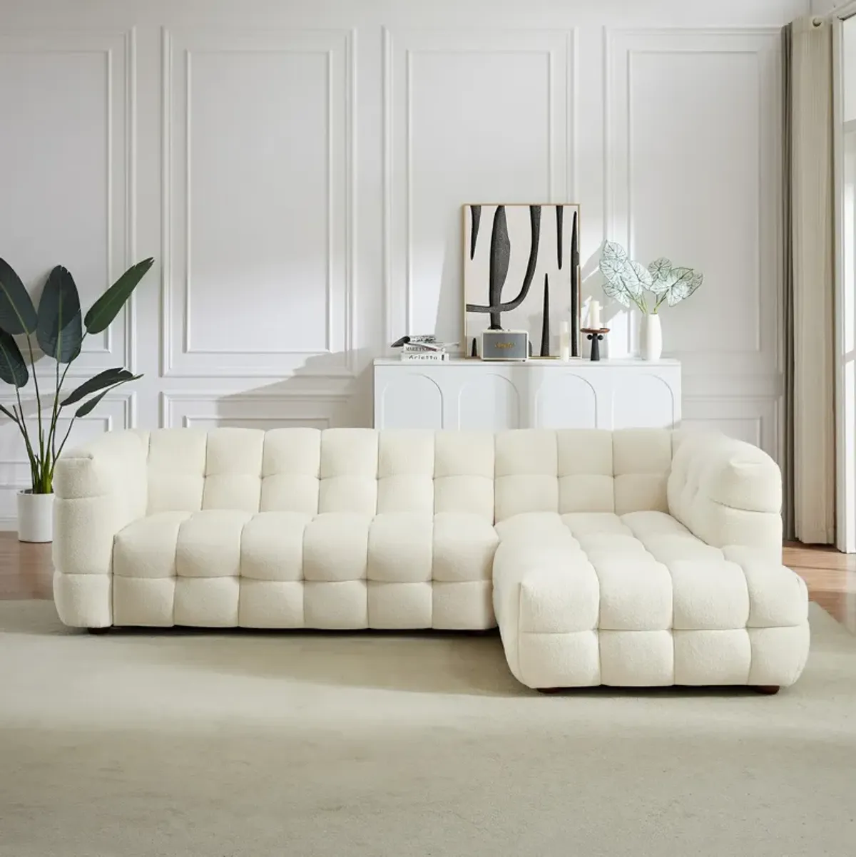 Mirage Sectional Right Cream Boucle Sofa