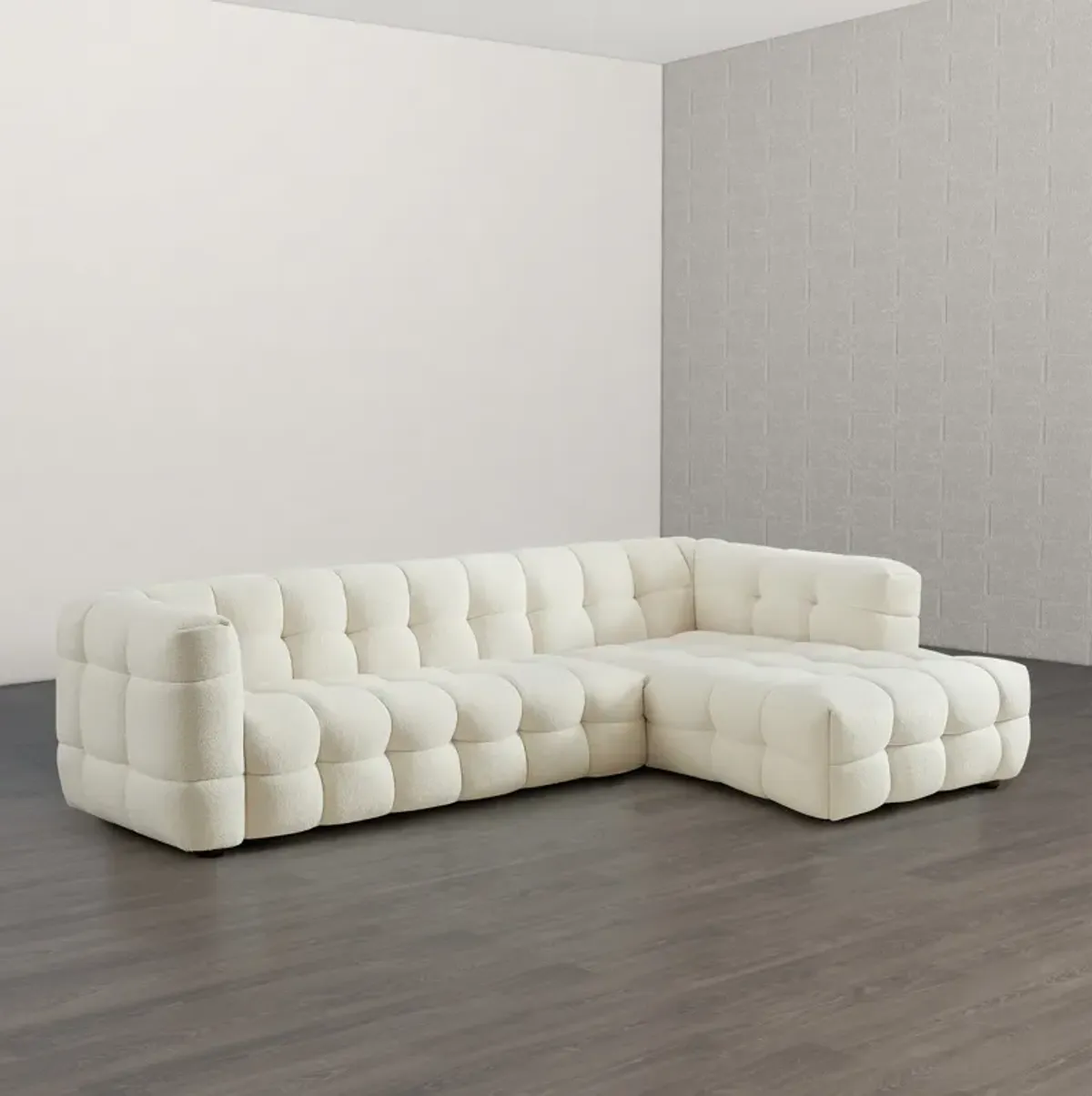 Mirage Sectional Right Cream Boucle Sofa