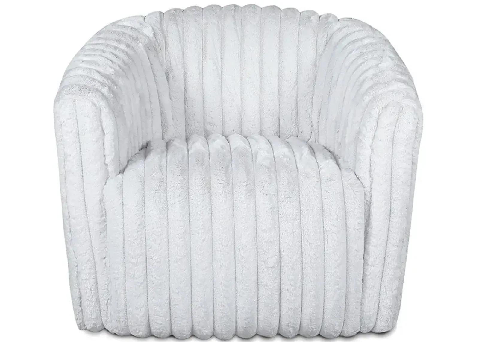 Mayfield White Soft Plush Fabric Swivel Chair