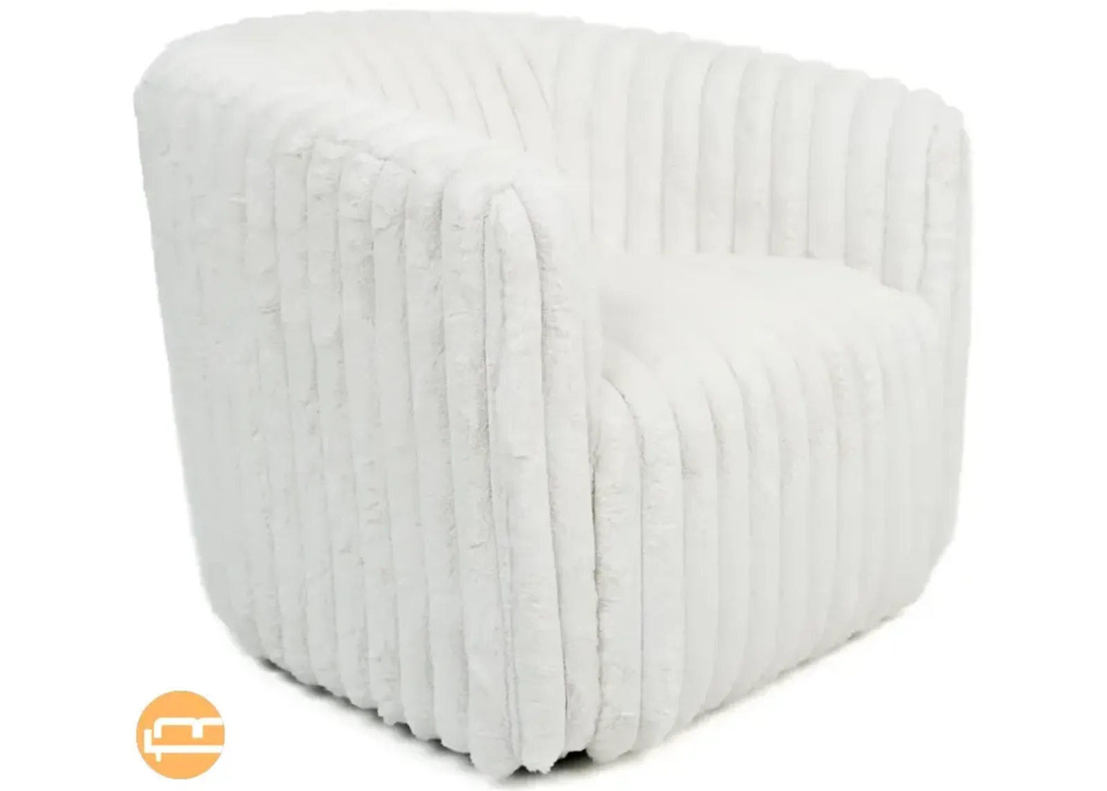 Mayfield White Soft Plush Fabric Swivel Chair