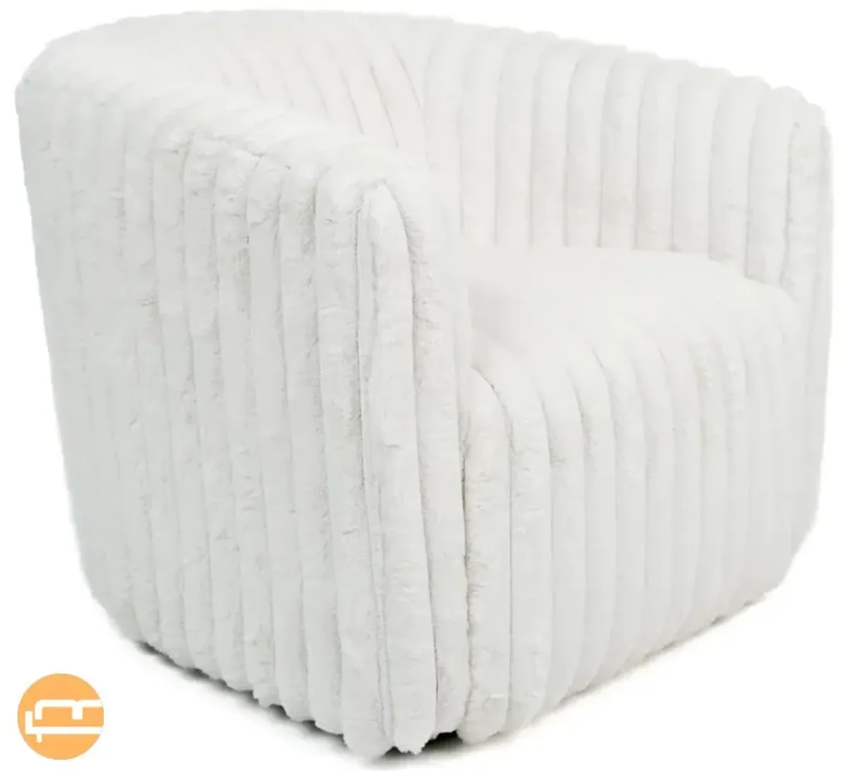 Mayfield White Soft Plush Fabric Swivel Chair