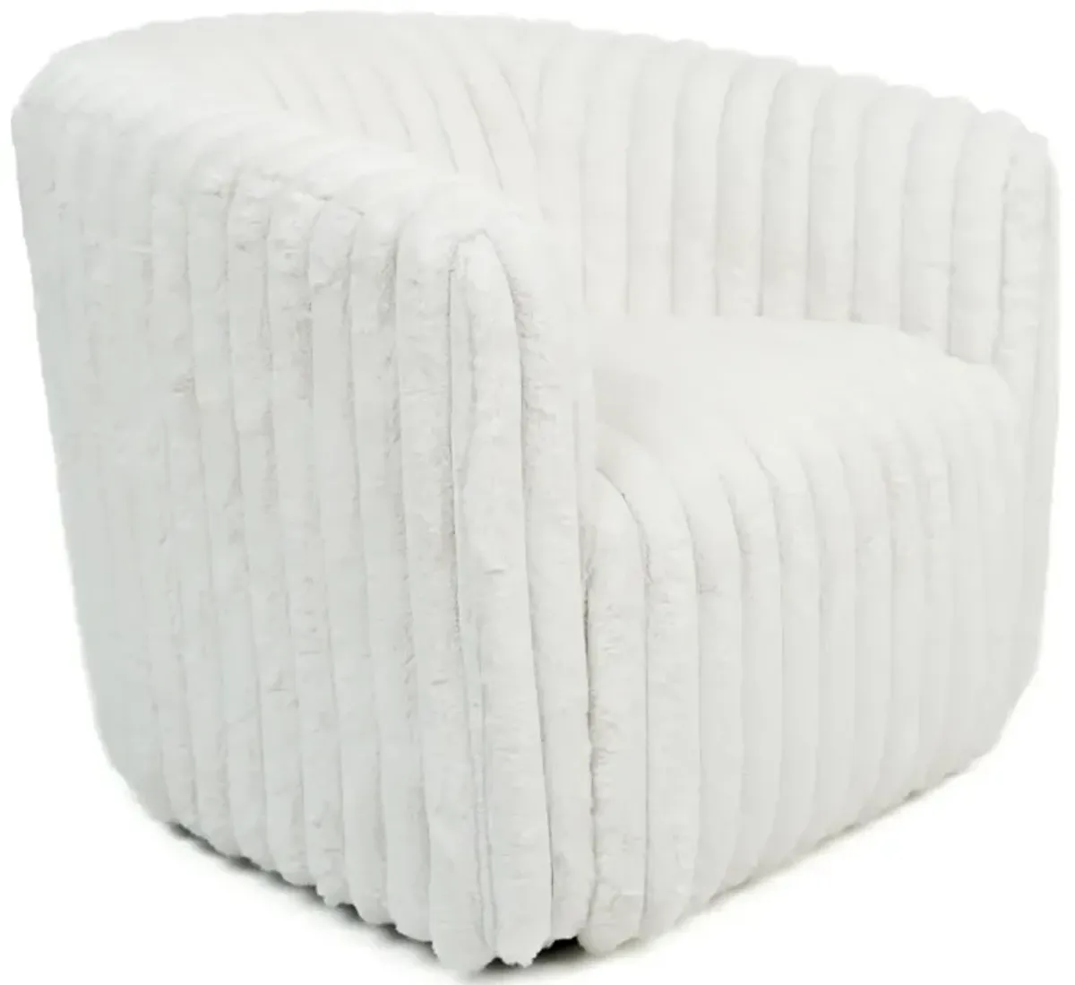 Mayfield White Soft Plush Fabric Swivel Chair