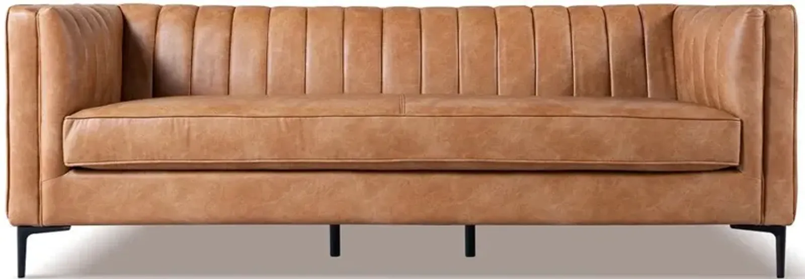 Kendra Cognac Leather Sofa 84"