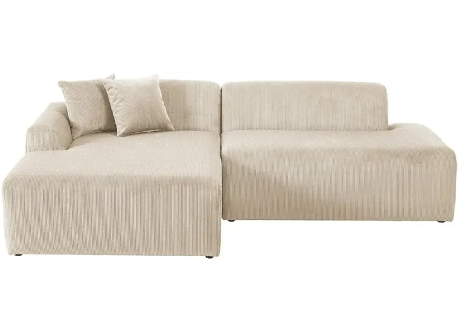 Dexter Cream Corduroy Sectional Left Facing Chaise