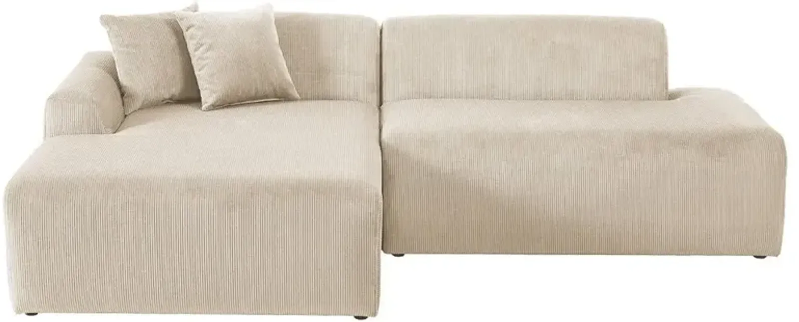 Dexter Cream Corduroy Sectional Left Facing Chaise