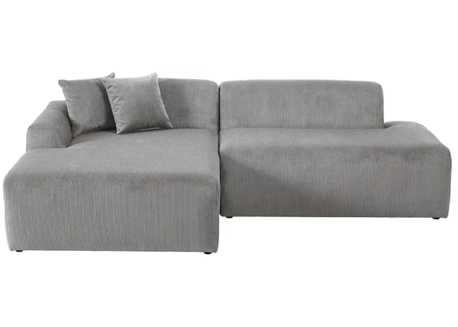 Dexter Light Grey Corduroy Sectional Left Facing Chaise