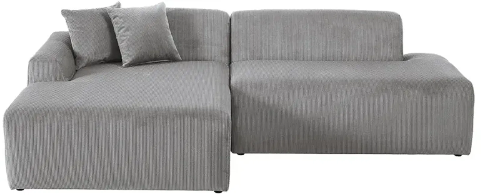 Dexter Light Grey Corduroy Sectional Left Facing Chaise