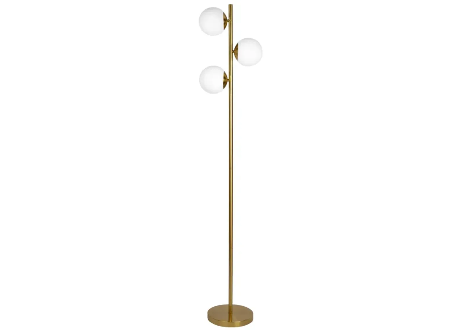 Brilliance Modern Gold Brush Floor Lamp, Opal Glass Shades and Round Metal Base