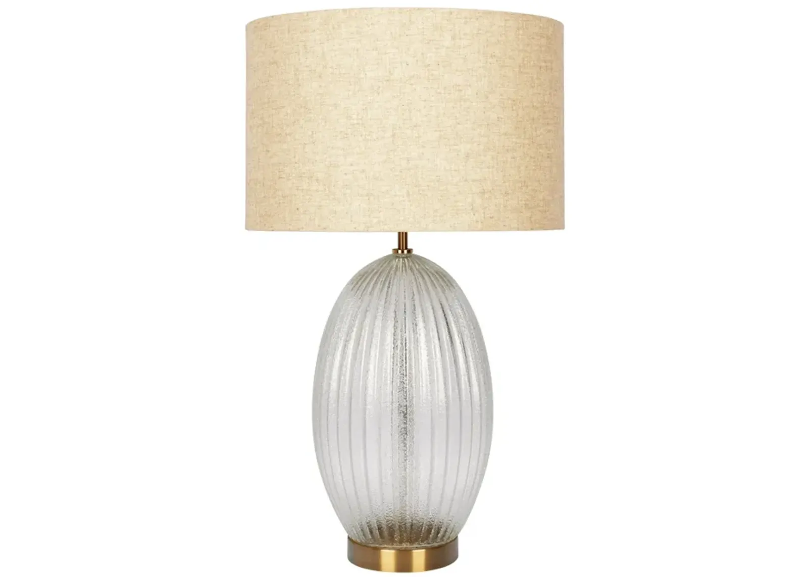 Aurora Ribbed Glass Lamp Base Clear  Table Lamp Large Linen Shade