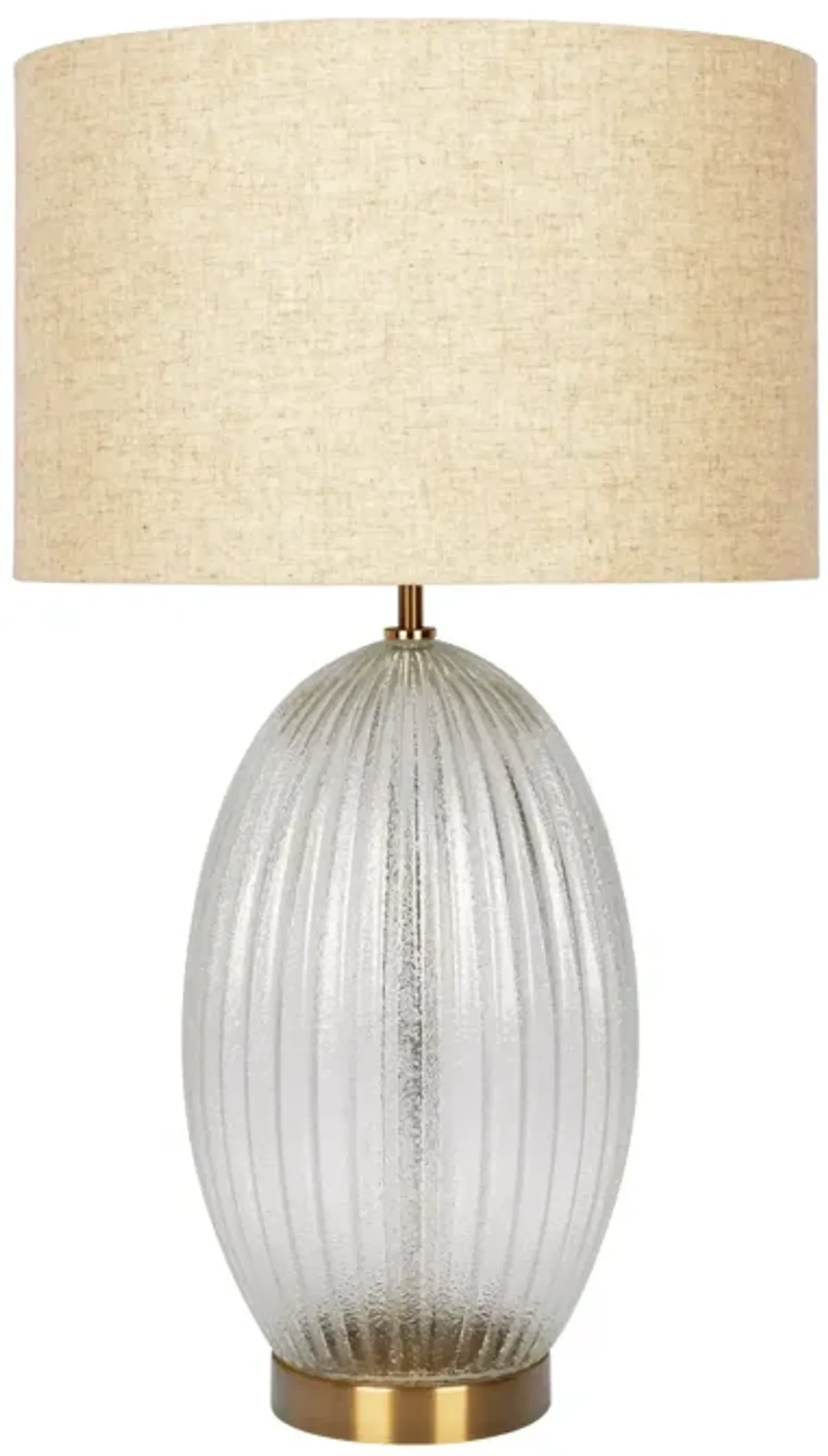 Aurora Ribbed Glass Lamp Base Clear  Table Lamp Large Linen Shade