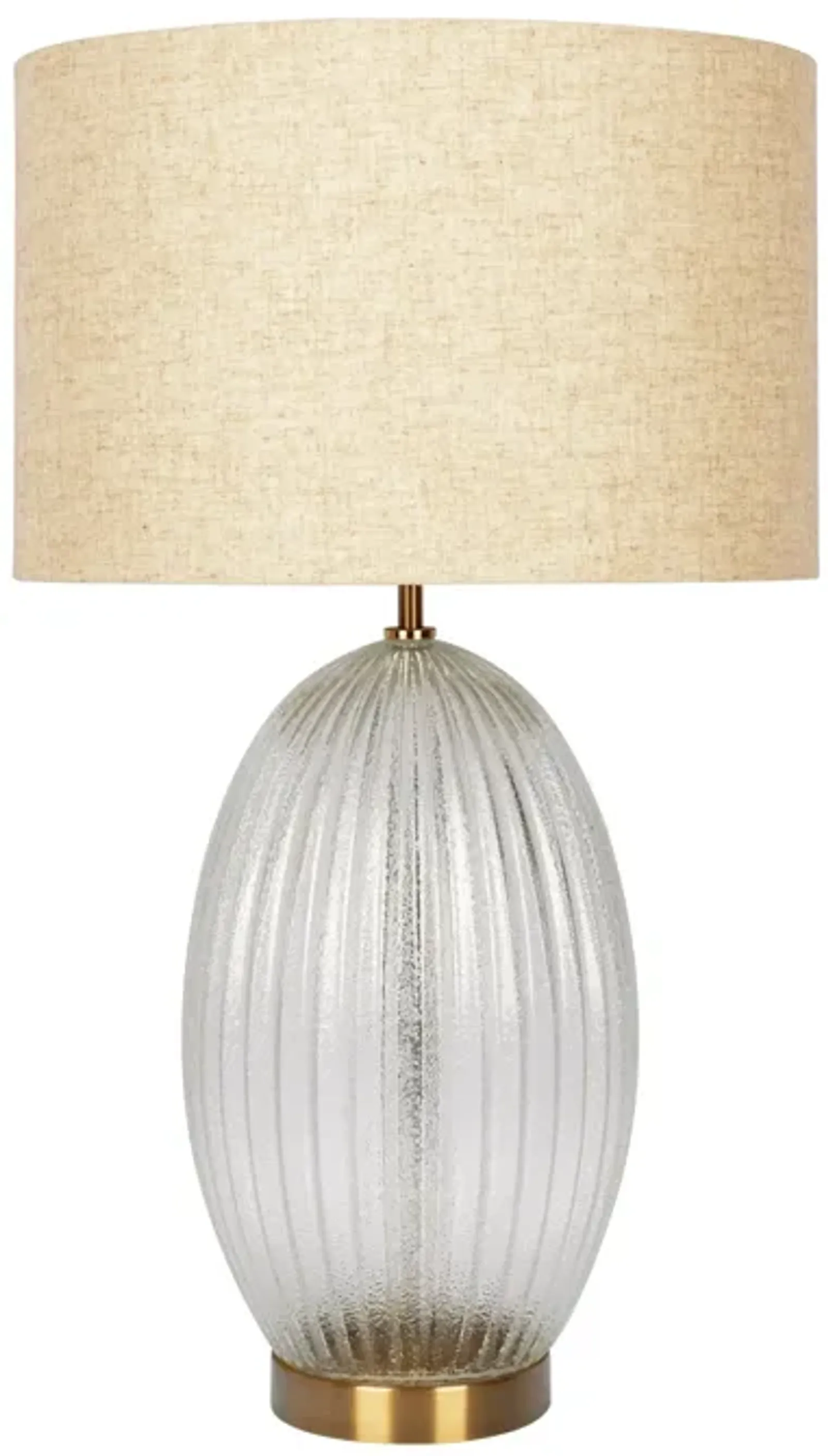 Aurora Ribbed Glass Lamp Base Clear  Table Lamp Large Linen Shade