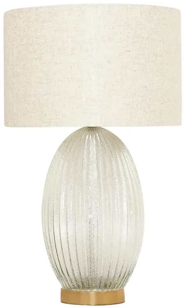 Aurora Ribbed Glass Lamp Base Clear Table Lamp Large Polyester Shade