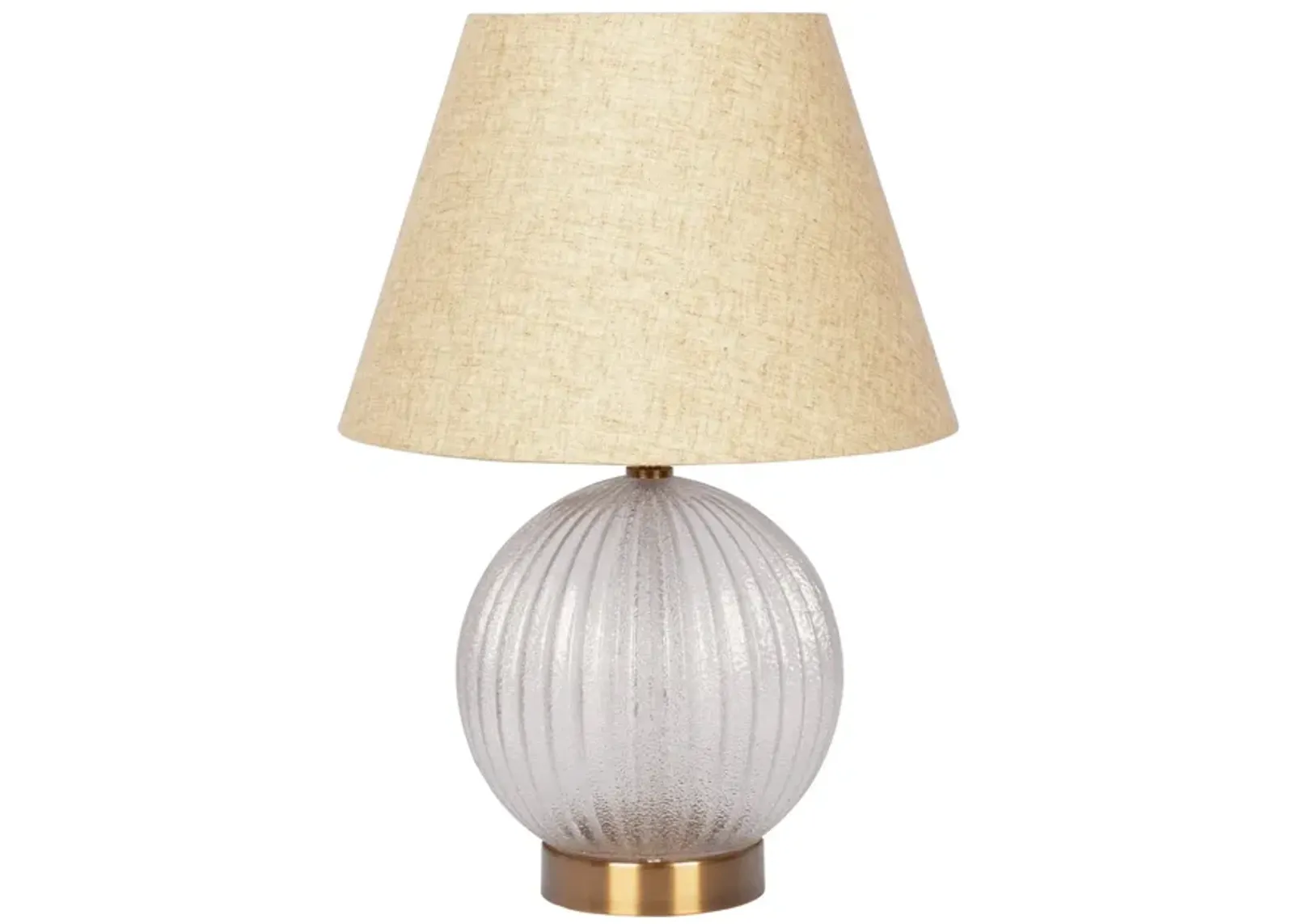 Serenity Round Ribbed Glass Lamp Base Clear  Table Lamp Large Linen Shade