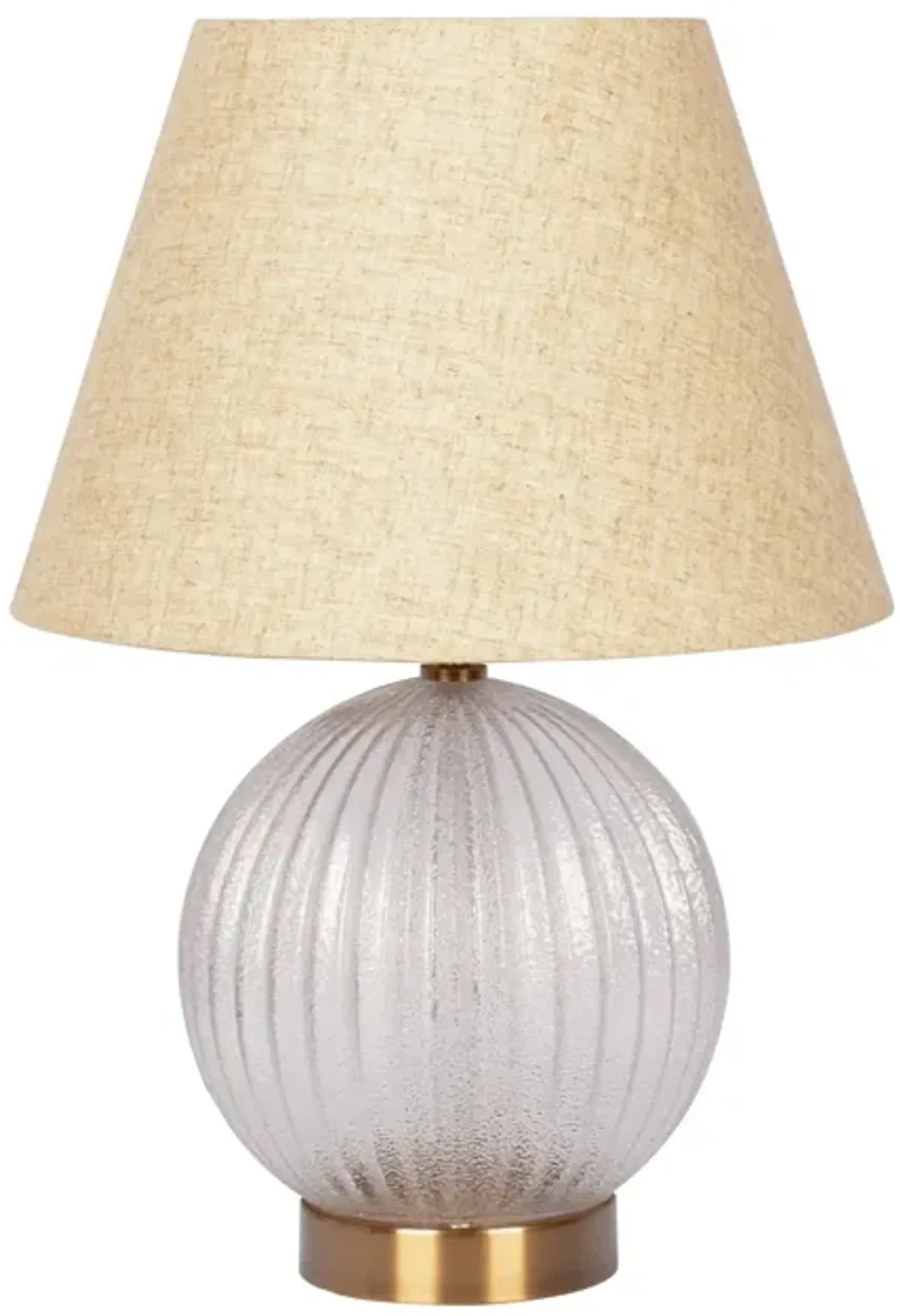 Serenity Round Ribbed Glass Lamp Base Clear  Table Lamp Large Linen Shade