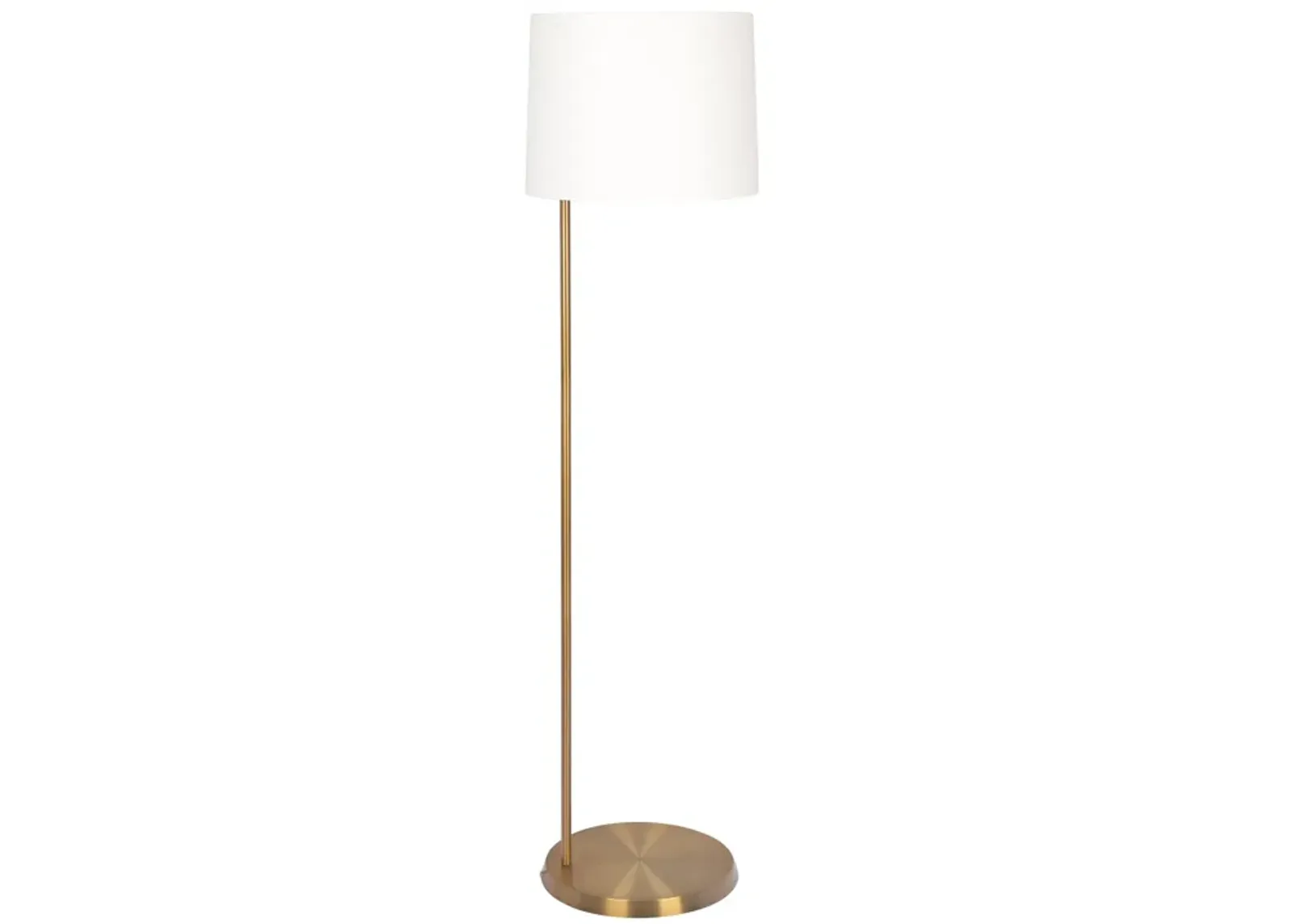 Zenith Offset Brass Base Floor Lamp with Drum-shaped Linen Shade