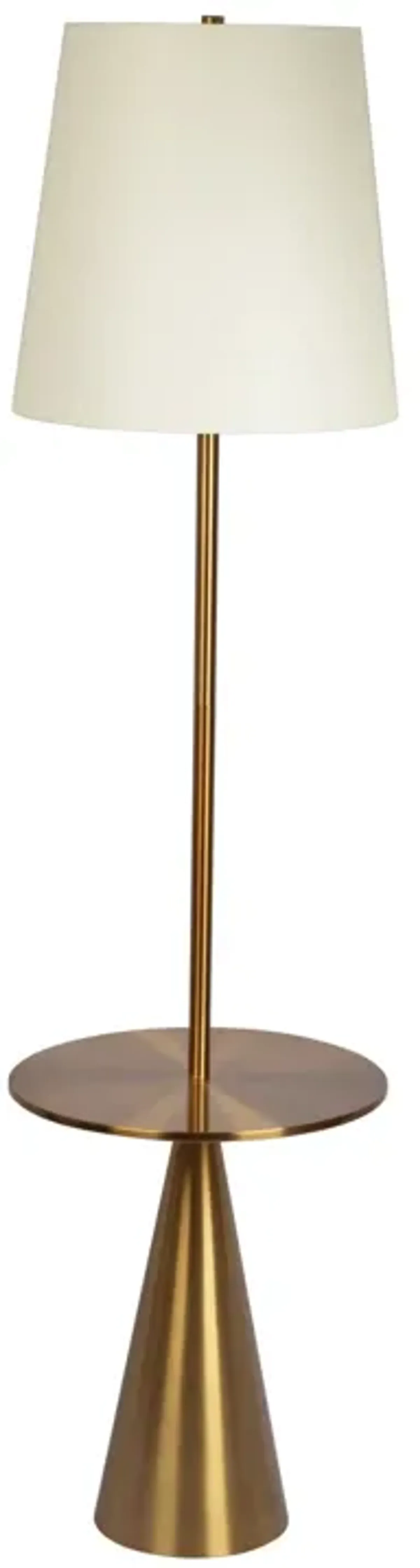 Celestial Modern Floor Lamp with Brass Accent Table with Large White Shade