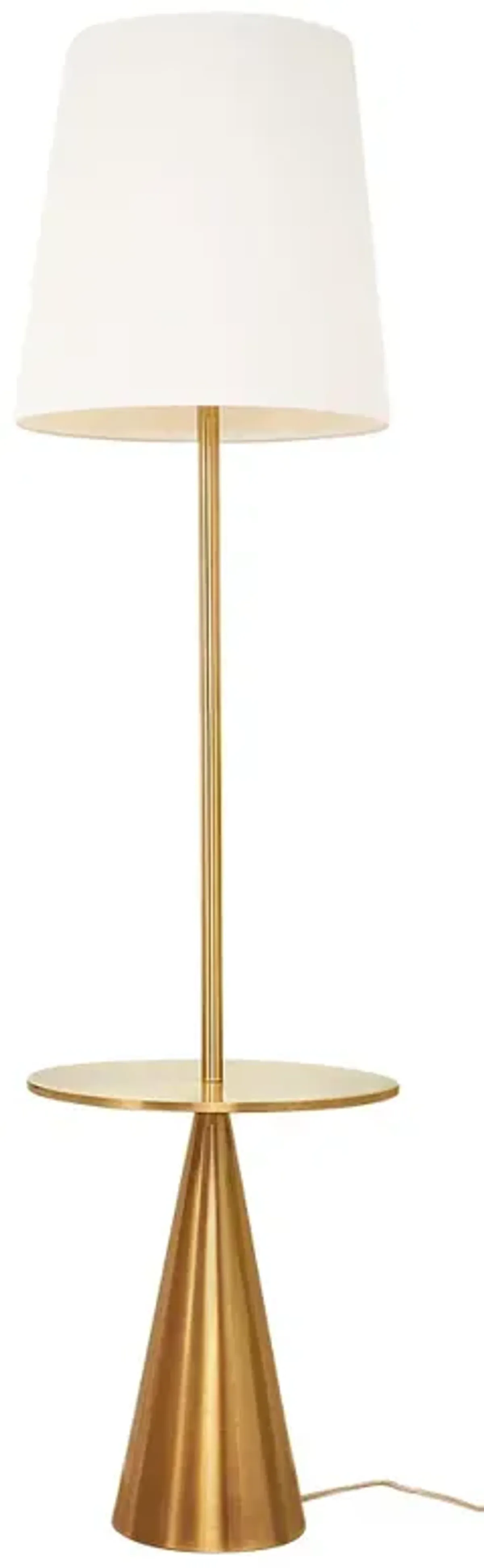 Celestial Modern Floor Lamp with Brass Accent Table with Large White Shade