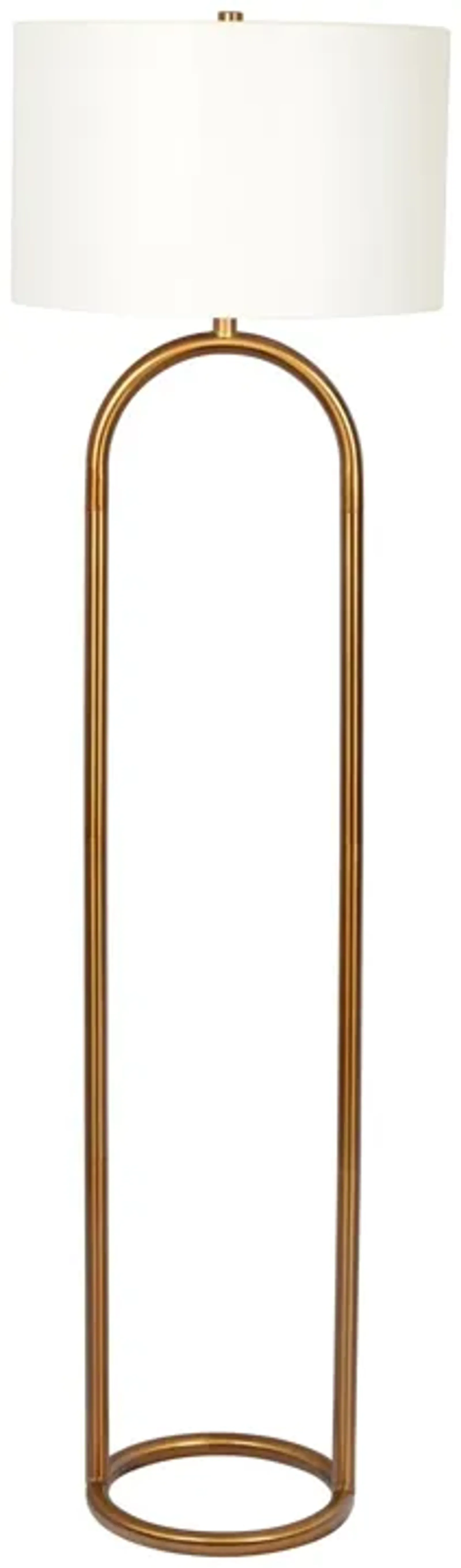 Vivid Brass Ring Base Floor Lamp with Large White Drum Shade