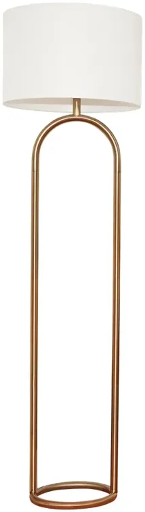 Vivid Brass Ring Base Floor Lamp with Large White Drum Shade