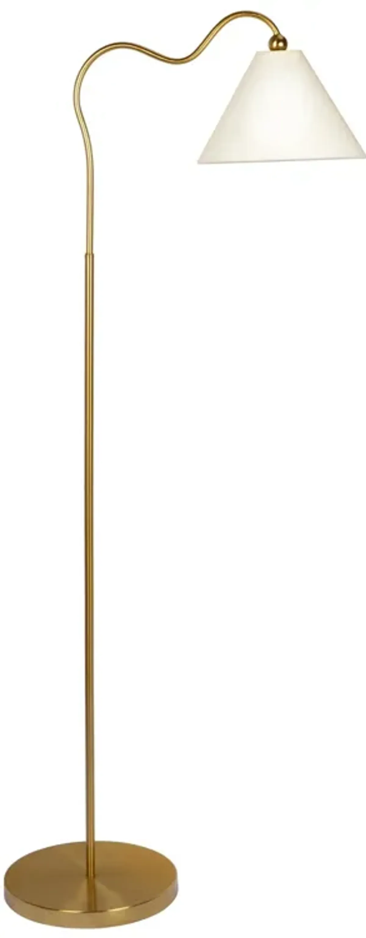 Majestic Brass Ring Base Floor Lamp with Triangle White Drum Shade