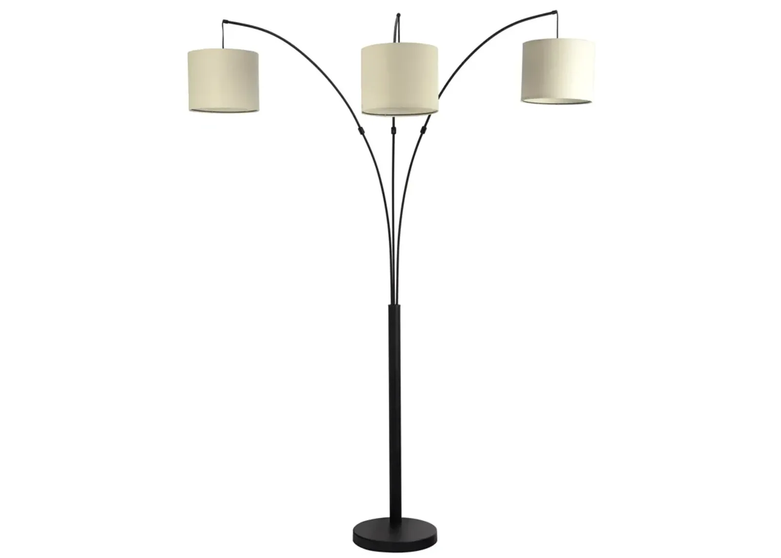 Royal 3-Arm Metal Arc Floor Lamp, Oil Rubbed Bonze with Linen Shade, 4 way Rotary Switch