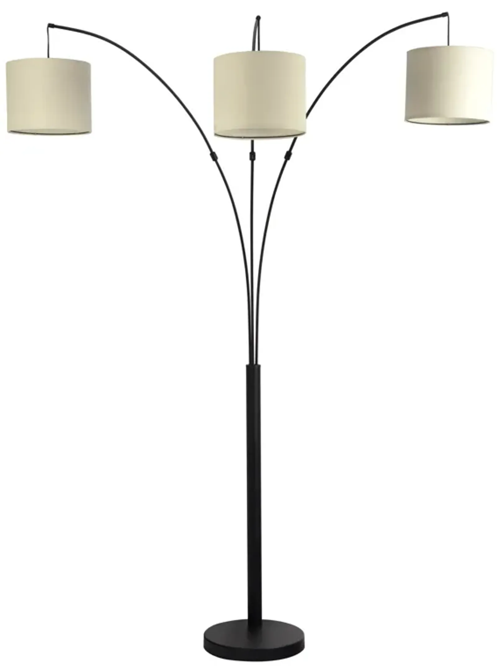 Royal 3-Arm Metal Arc Floor Lamp, Oil Rubbed Bonze with Linen Shade, 4 way Rotary Switch